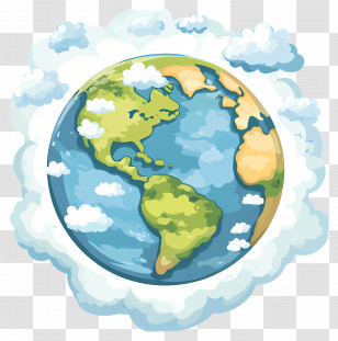 Planet Earth - Illustration Of Earth Surrounded By Clouds Transparent PNG