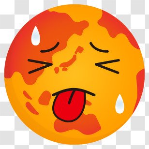Global Warming Earth - Sweating Earth Emoji Representing Climate Heat Transparent PNG