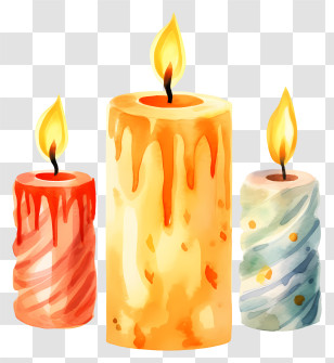 Candles - Three Vibrant Candles With Flames Transparent PNG