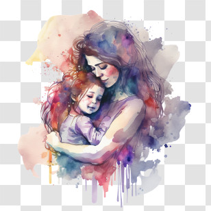 Mom And Kid
 - Watercolor Illustration Of A Mother Holding Her Child Transparent PNG