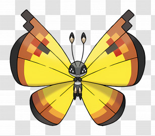 Vivillon - Yellow Butterfly Cartoon Illustration Transparent PNG