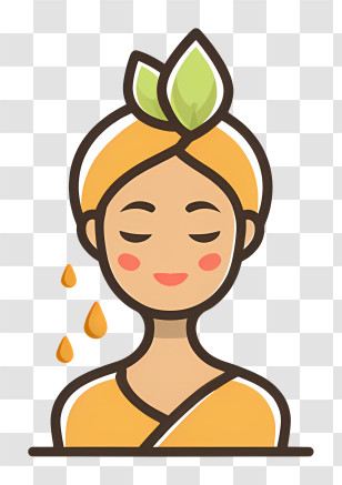 Skin Moisturizing Icon - Relaxed Spa Woman With Leaf Transparent PNG