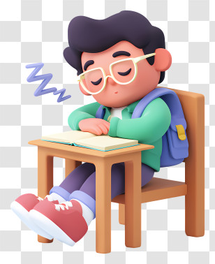 Student Sleeping - Tired Student Napping At Desk Transparent PNG