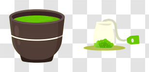 Green Tea - Green Tea In Black Cup With Tea Bag Transparent PNG