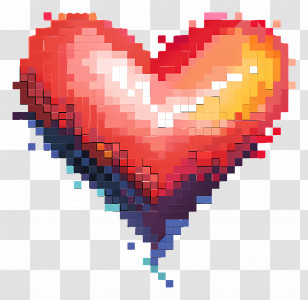 Pixel Heart - Colorful Pixelated Heart Icon Transparent PNG