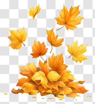 A Pile Of Maple Leaves - Falling Autumn Maple Leaves Transparent PNG