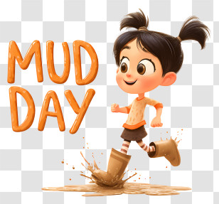 International Mud Day - Happy Girl Splashing In Mud Transparent PNG