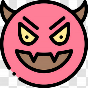 Emoji Devil - Pink Mischievous Devil Smiley Emoji Transparent PNG