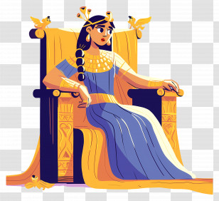 Egyptian Queen - Cartoon Queen Sitting On Throne Transparent PNG