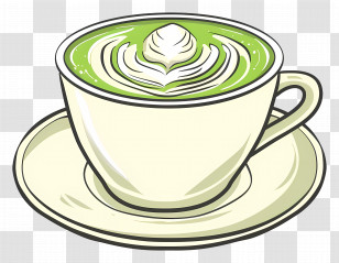 Matcha Tea - Green Tea In A Cup With Latte Art Transparent PNG