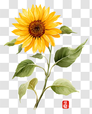 Sunflower Ink Painting - Sunflower Illustration Transparent PNG
