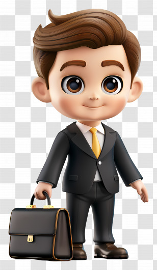 Cartoon Businessman - Cartoon Businessman In Suit With Briefcase Illustration Transparent PNG