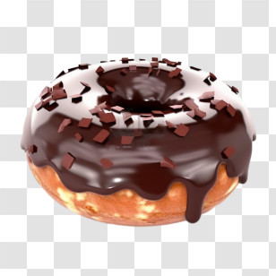 Chocolate Donut - Chocolate Glazed Donut With Sprinkles Transparent PNG