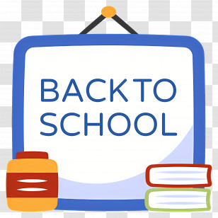 Back To School - Back To School Sign With Books Transparent PNG