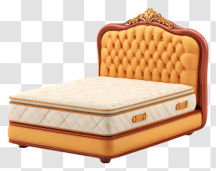 Queen Mattress - Luxury Bed With Elegant Headboard Transparent PNG