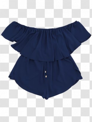 Romper Suit Shoulder Blouse Chiffon Waist - Electric Blue - Platform Tennis Shoes For Women Open Back Transparent PNG