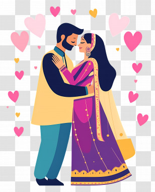 Indian Bride And Groom - Romantic Couple In Traditional Clothing Transparent PNG