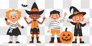 Halloween Kids - Children In Cute Halloween Costumes Transparent PNG