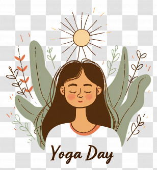 International Yoga Day - Yoga Day Illustration With Peaceful Woman Transparent PNG