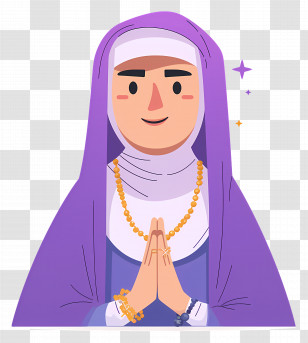Arabian Nun - Praying Nun In Purple Robe Transparent PNG
