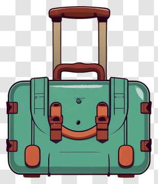 Cartoon - Green Suitcase With Handle Transparent PNG