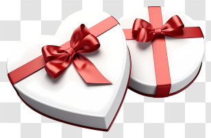 Gift Box - Heart-Shaped Gift Boxes With Red Ribbons Transparent PNG