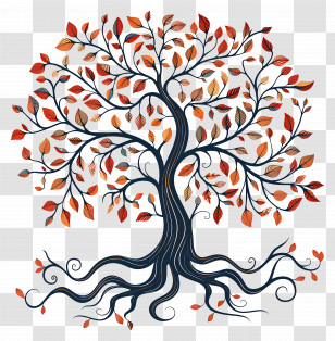 Tree Of Life - Autumn Tree With Vibrant Leaves Transparent PNG