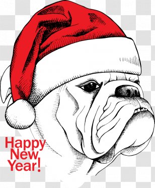 White English Bulldog Cartoon Illustration - Giant Panda - Vector Christmas Dog Transparent PNG