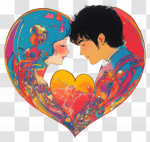 Valentines Day - Romantic Couple In Colorful Heart Transparent PNG