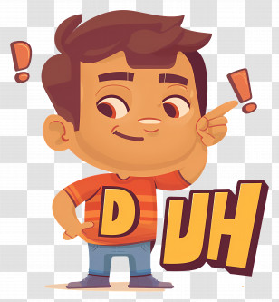 Duh - Cartoon Boy Saying Duh Transparent PNG