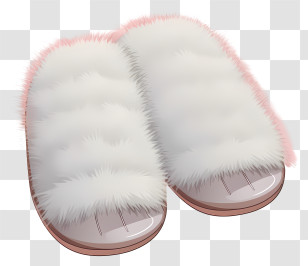 Minimalized Flat Vector Illustrate - White Fluffy Sandals For Cozy Indoor Comfort Transparent PNG