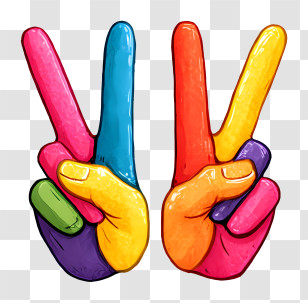 Rainbow Peace Hands - Colorful Peace Sign Hands Transparent PNG