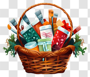 Paint Brushes - Basket Of Art Supplies Transparent PNG