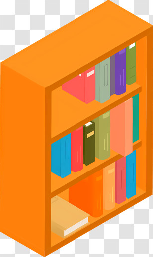 Icon - Orange Bookshelf With Colorful Books Transparent PNG