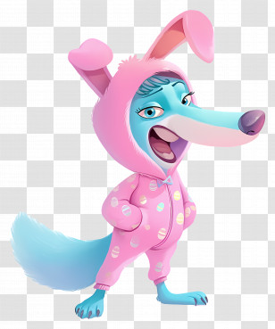 Cartoon Wolf - Cartoon Wolf In A Pink Costume Transparent PNG