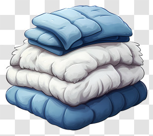Clothing - Pile Of Cozy Blue And White Blankets Illustration Transparent PNG