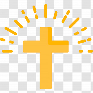 Christian Cross - Yellow Cross With Radiating Rays Symbolizing Faith Transparent PNG