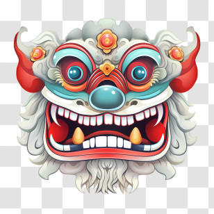 Chinese Lion Dance Head - Ornate And Vibrant Dragon Mask Transparent PNG