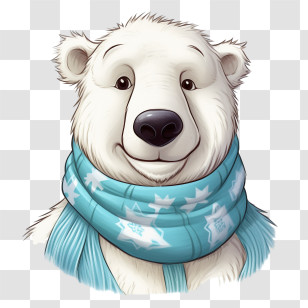Polar Bear - Cute Polar Bear Wearing A Blue Scarf Transparent PNG