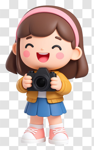 Kawaii Girl With Camera - Winking Girl Holding Camera Transparent PNG