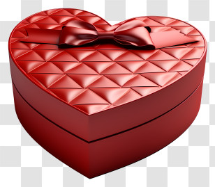 Gift Box - Heart-Shaped Gift Box With Red Bow Transparent PNG
