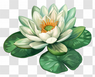 Water Lily - Elegant Illustration Of A White Lotus Flower Transparent PNG