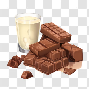 International Chocolate Day - Chocolate Bars And Glass Of Milk Illustration Transparent PNG