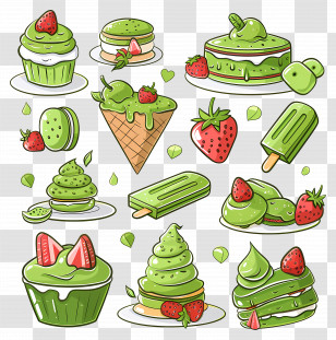 Matcha Dessert - Matcha Desserts In Creative Styling Transparent PNG