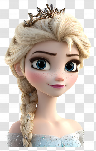 Princess Elsa - Blonde Cartoon Princess With Crown Transparent PNG