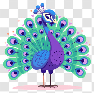 Blue Peacock - Colorful Peacock Cartoon Transparent PNG