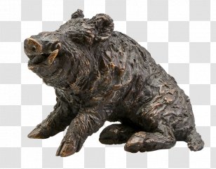 Wild Boar Sitzender Keiler Sculpture Statue Bronze - Figurine Transparent PNG