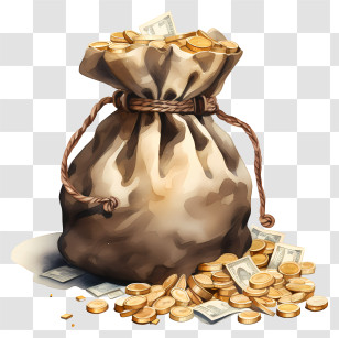 Gold Coins - Bag Of Gold Coins And Money For Wealth Concept Transparent PNG