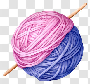 Ball Of Yarn - Pink And Blue Yarn Ball With Needle Transparent PNG
