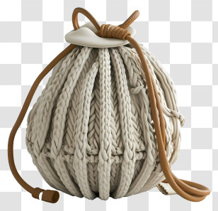Micro Bag - Beige Knitted Drawstring Bag Transparent PNG
